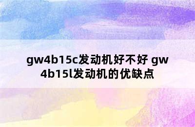 gw4b15c发动机好不好 gw4b15l发动机的优缺点